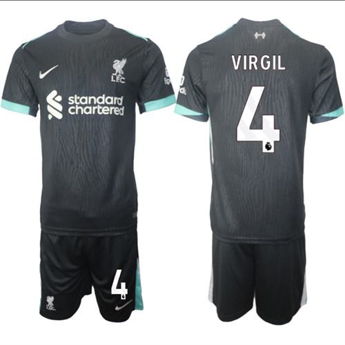 Men's Liverpool away 4# VIRGIL 2024-25 Suit Soccer Jerseys