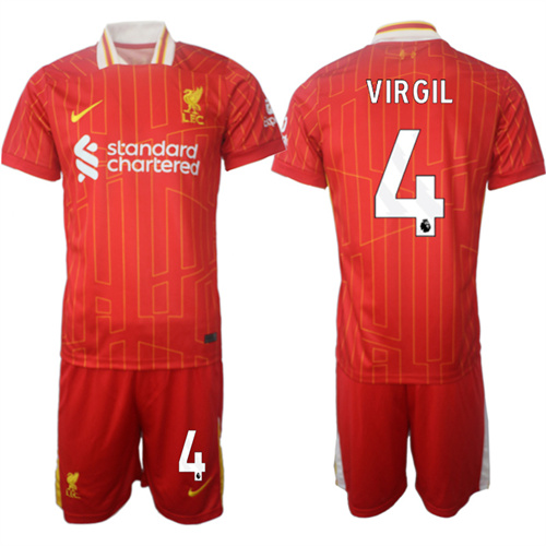 Men's Liverpool home 4# VIRGIL 2024-25 Suit Soccer Jerseys