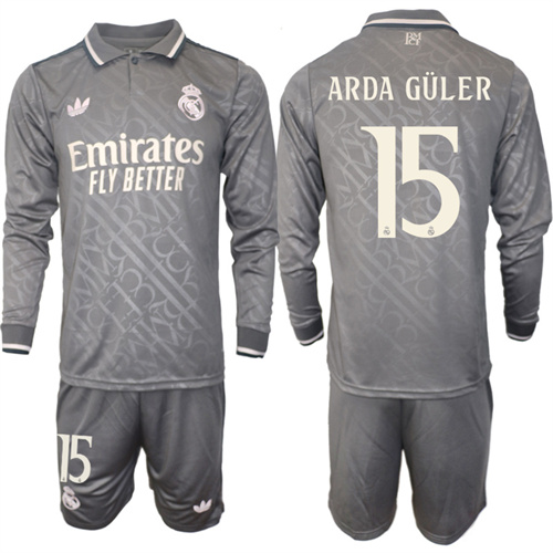 Men's Real Madrid away Long sleeves 15# ARDA GLER 2024-25 Suit Soccer Jerseys