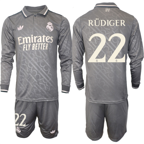 Men's Real Madrid away Long sleeves 22# RDIGER 2024-25 Suit Soccer Jerseys