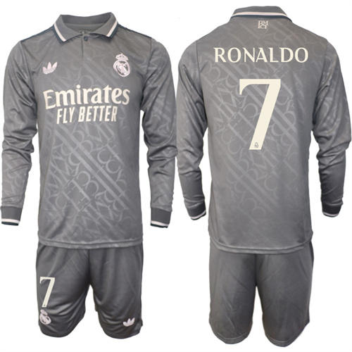 Men's Real Madrid away Long sleeves 7# RONALDO 2024-25 Suit Soccer Jerseys