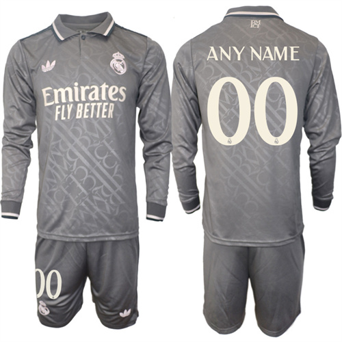 Men's Real Madrid away Long sleeves any name 2024-25 Suit Soccer Jerseys