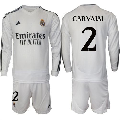 Men's Real Madrid home Long sleeves 2# CARVAJAL 2024-25 Suit Soccer Jerseys