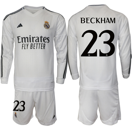 Men's Real Madrid home Long sleeves 23# BECKHAM 2024-25 Suit Soccer Jerseys