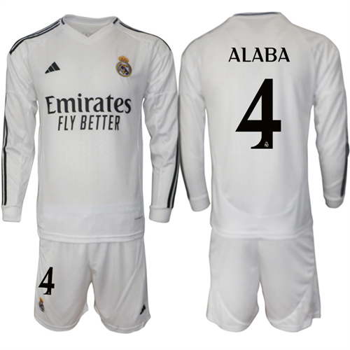 Men's Real Madrid home Long sleeves 4# ALABA 2024-25 Suit Soccer Jerseys