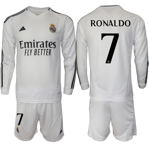 Men's Real Madrid home Long sleeves 7# RONALDO 2024-25 Suit Soccer Jerseys