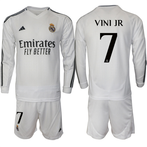 Men's Real Madrid home Long sleeves 7# VINI JR 2024-25 Suit Soccer Jerseys