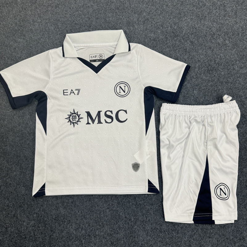 Youth SSC Napoli Custom or Blank away white 2024-25 soccer jersey