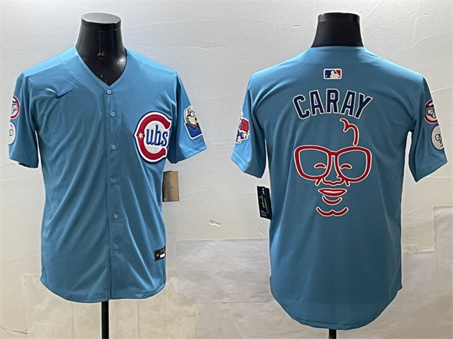 Men's Chicago Cubs Blue Harry Caray 'Holy Cow' Patch 2024-25 2nd Alternate Limited Stitched Baseball Jersey