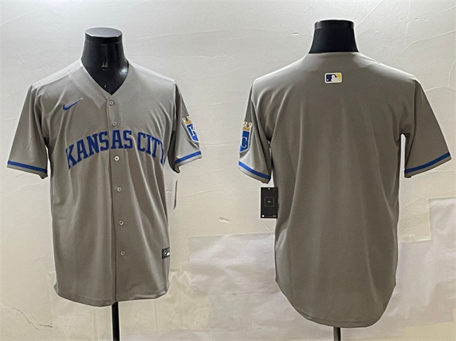 Men's Kansas City Royals Blank Gray 2024 Away Limited Stitched Baseball Jersey