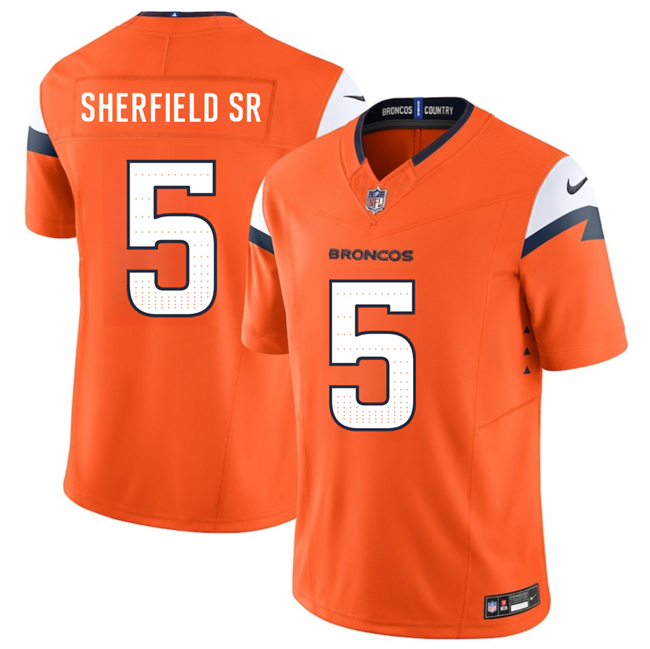 Men's Denver Broncos #5 Trent Sherfield Sr Orange 2025 F.U.S.E. Vapor Limited Football Stitched Jersey