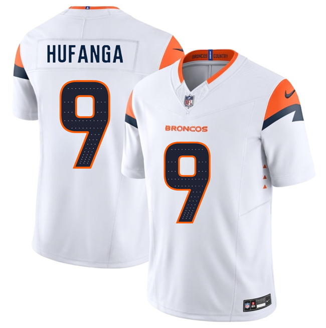 Men's Denver Broncos #9 Talanoa Hufanga White 2025 F.U.S.E. Vapor Limited Football Stitched Jersey