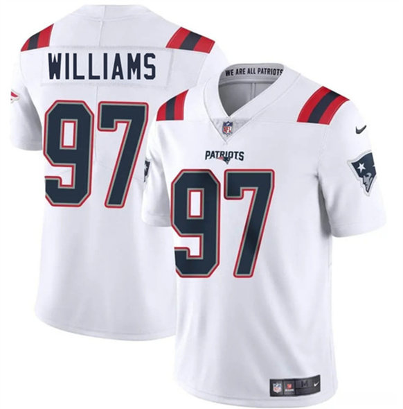 Men's New England Patriots #97 Milton Williams White 2025 Vapor Limited Football Stitched Jersey