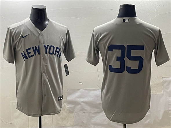 Men's New York Yankees #35 Cody Bellinger Gray Cool Base Stitched Baseball Jersey
