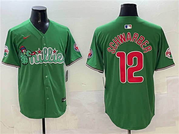 Men's Philadelphia Phillies #12 Kyle Schwarber Green Phanatic Limited Stitched Jersey