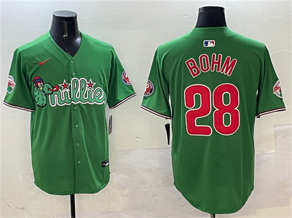 Men's Philadelphia Phillies #28 Alec Bohm Green Phanatic Limited Stitched Jersey