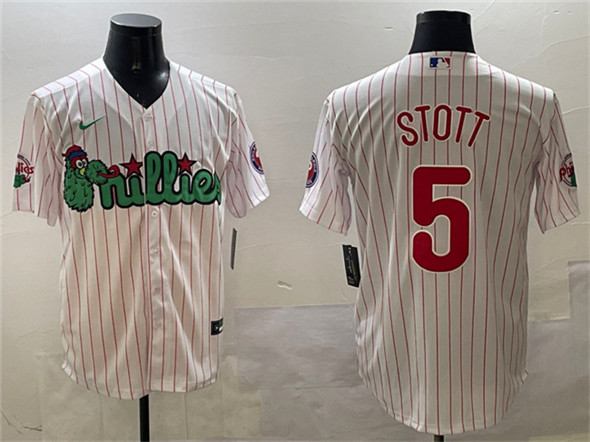 Men's Philadelphia Phillies #5 Bryson Stott White Phanatic Cool Base Stitched Jersey