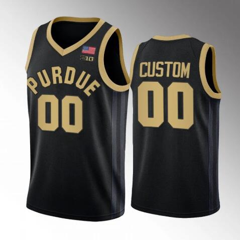Men's Purdue Boilermakers Custom Any Name and Number NCAA Jersey College Basketball Black Uniform