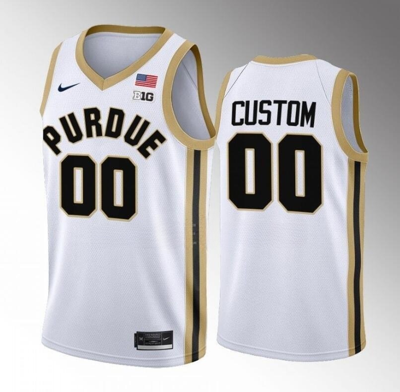 Men's Purdue Boilermakers Custom Any Name and Number NCAA Jersey College Basketball White Uniform