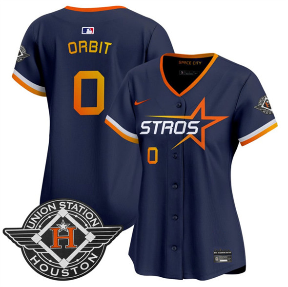 Women's Houston Astros #0 Orbit Navy 2025 City Connect Limited Stitched Baseball Jersey(Run Small)