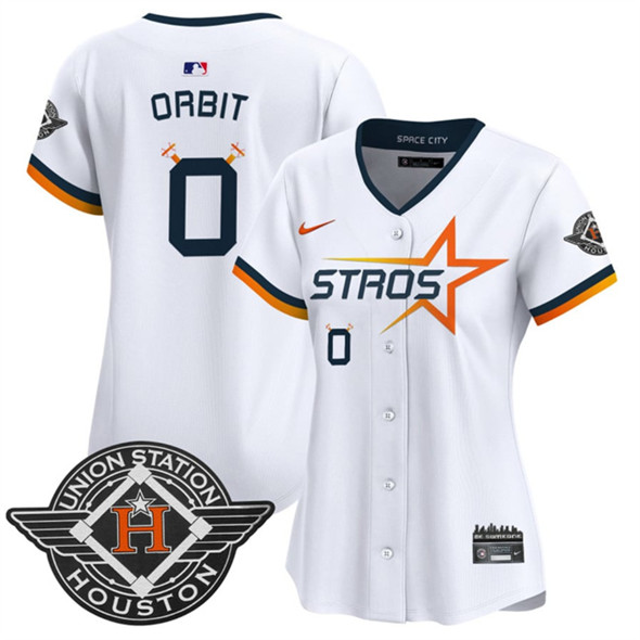 Women's Houston Astros #0 Orbit White 2025 City Connect Limited Stitched Baseball Jersey(Run Small)