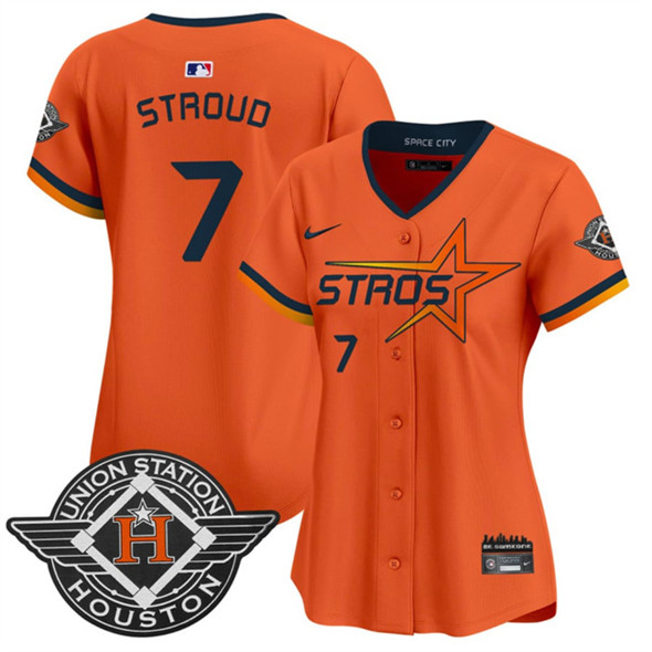 Women's Houston Astros #7 C.J. Stroud Orange 2025 City Connect Limited Stitched Baseball Jersey(Run Small)