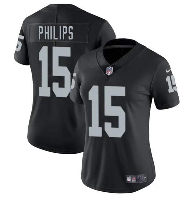 Women's Las Vegas Raiders #15 Kyle Philips Black 2025 Vapor Football Stitched Jersey(Run Small)