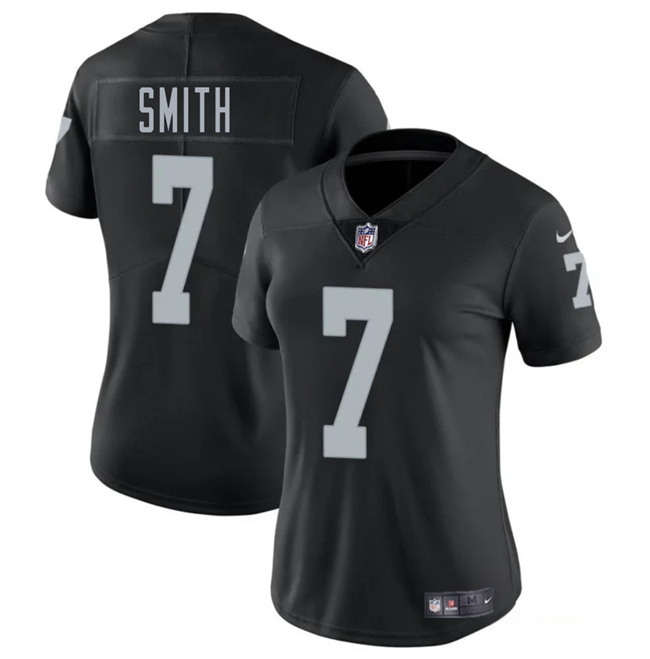 Women's Las Vegas Raiders #7 Geno Smith Black 2025 Vapor Football Stitched Jersey(Run Small)