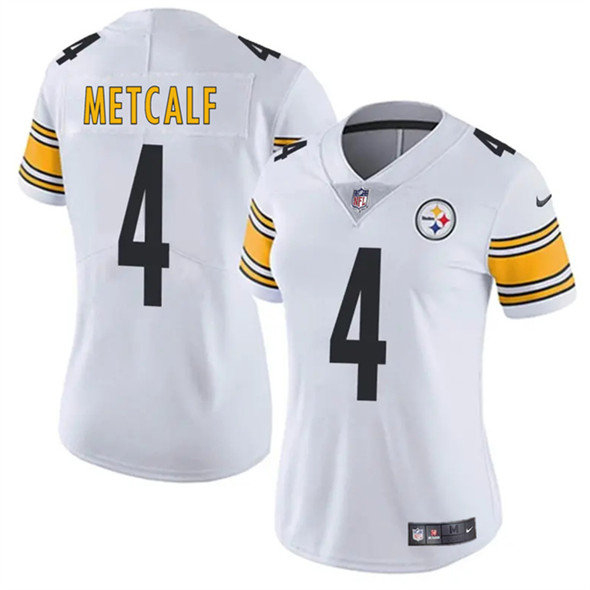 Women's Pittsburgh Steelers #4 DK Metcalf White 2025 Vapor Football Stitched Jersey(Run Small)
