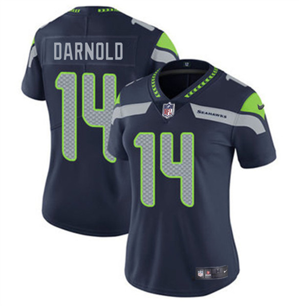 Women's Seattle Seahawks #14 Sam Darnold Navy 2025 Vapor Limited Football Stitched Jersey(Run Small)