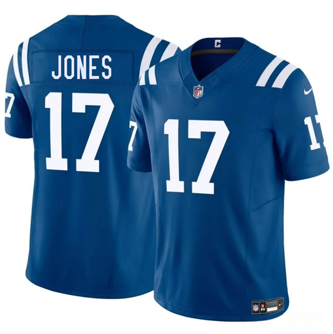 Men's Indianapolis Colts #17 Daniel Jones Blue 2025 F.U.S.E. Vapor Limited Football Stitched Jersey