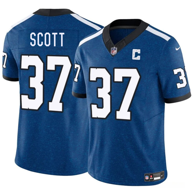 Men's Indianapolis Colts #37 Daniel Scott Blue 2025 F.U.S.E. Throwback Vapor Limited Football Stitched Jersey