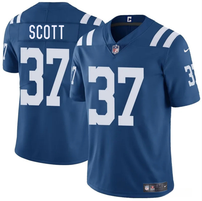 Men's Indianapolis Colts #37 Daniel Scott Blue 2025 Vapor Limited Football Stitched Jersey