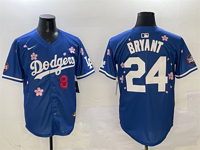 Men's Los Angeles Dodgers Front #8 Back #24 Kobe Bryant Royal 2025 Tokyo Series Limited Stitched Baseball Jersey