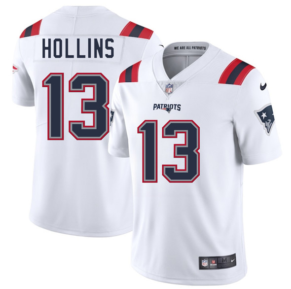 Men's New England Patriots #13 Mack Hollins White 2025 Vapor Limited Football Stitched Jersey