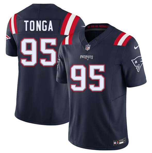 Men's New England Patriots #95 Khyiris Tonga Navy 2025 F.U.S.E. Vapor Limited Football Stitched Jersey