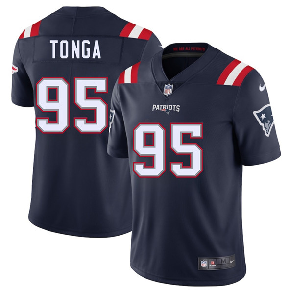 Men's New England Patriots #95 Khyiris Tonga Navy 2025 Vapor Limited Football Stitched Jersey