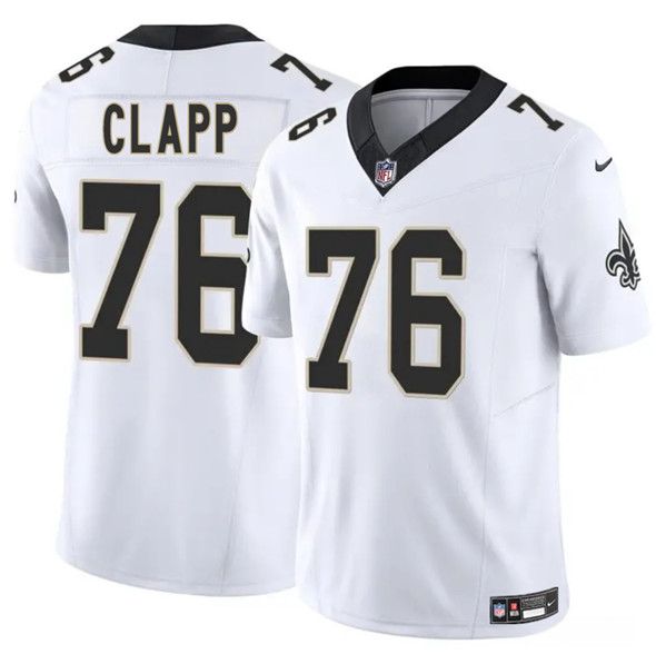 Men's New Orleans Saints #76 Will Clapp White 2025 F.U.S.E. Vapor Limited Football Stitched Jersey
