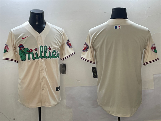 Men's Philadelphia Phillies Blank Cream Phanatic Limited Stitched Jersey
