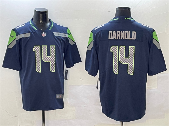 Men's Seattle Seahawks #14 Sam Darnold Navy 2025 Vapor Limited Football Stitched Jersey