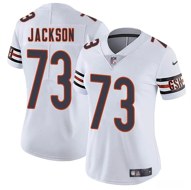 Women's Chicago Bears #73 Jonah Jackson White 2025 Vapor Stitched Jersey(Run Small)