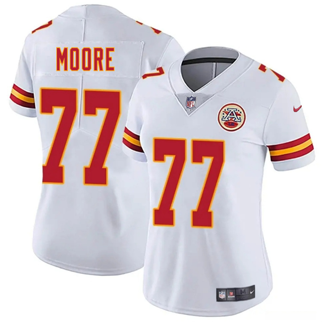 Women's Kansas City Chiefs #77 Jaylon Moore White 2025 Vapor Untouchable Limited Stitched Jersey(Run Small)