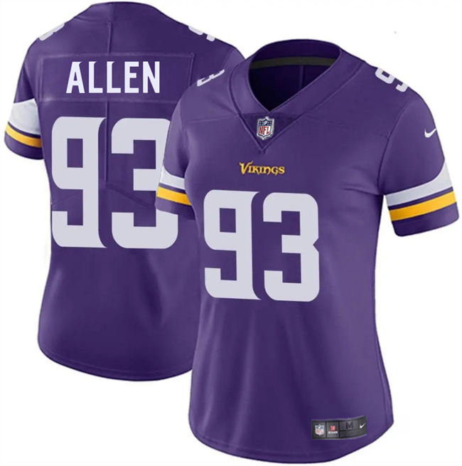Women's Minnesota Vikings #93 Jonathan Allen Purple 2025 Vapor Untouchable Limited Stitched Jersey(Run Small)