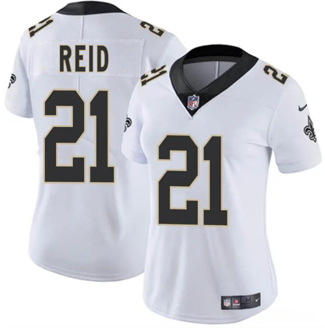 Women's New Orleans Saints #21 Justin Reid White 2025 Vapor Stitched Game Jersey(Run Small)