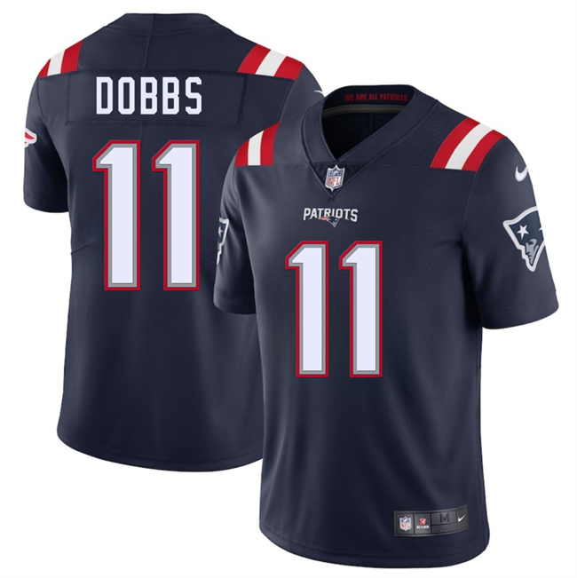 Men's New England Patriots #11 Joshua Dobbs Navy 2025 Vapor Limited Football Stitched Jersey