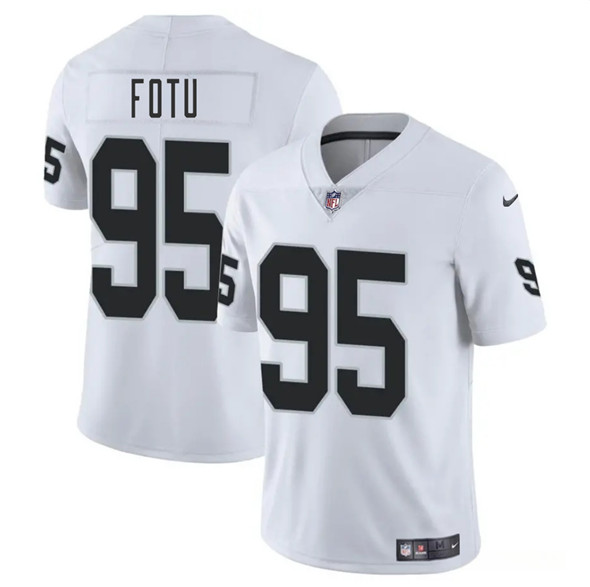 Men's Las Vegas Raiders #95 Leki Fotu White 2025 Vapor Football Stitched Jersey