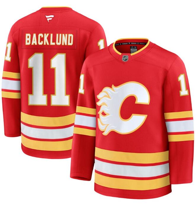 Men's Calgary Flames #11 Mikael Backlund Fanatics Red Home Red Premium Stitched Jersey