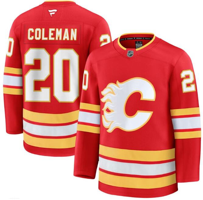 Men's Calgary Flames #20 Blake Coleman Fanatics Red Home Red Premium Stitched Jersey