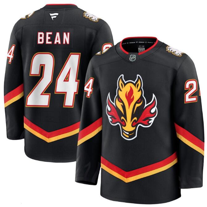 Men's Calgary Flames #24 Jake Bean Fanatics Alternate Premium Black Stitched Jersey