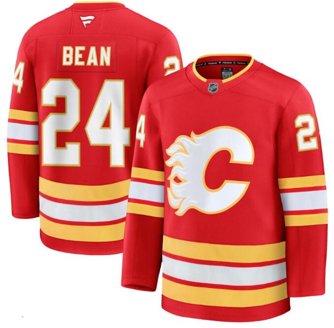Men's Calgary Flames #24 Jake Bean Fanatics Red Home Red Premium Stitched Jersey